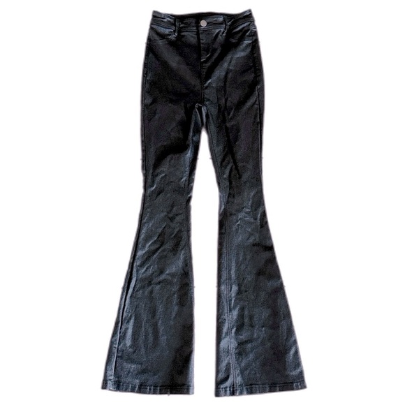 Windsor Coated Faux Leather Flare Pants in Black Size Small - Picture 5 of 6